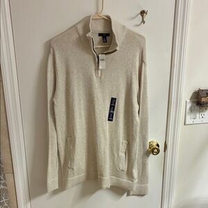 NWT GAP Men's Zip Up Sweater - Cream Sz L-100% Cotton